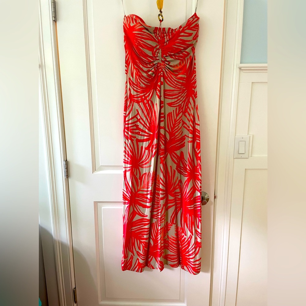 Tommy Bahamas maxi dress , size medium, coral/tan